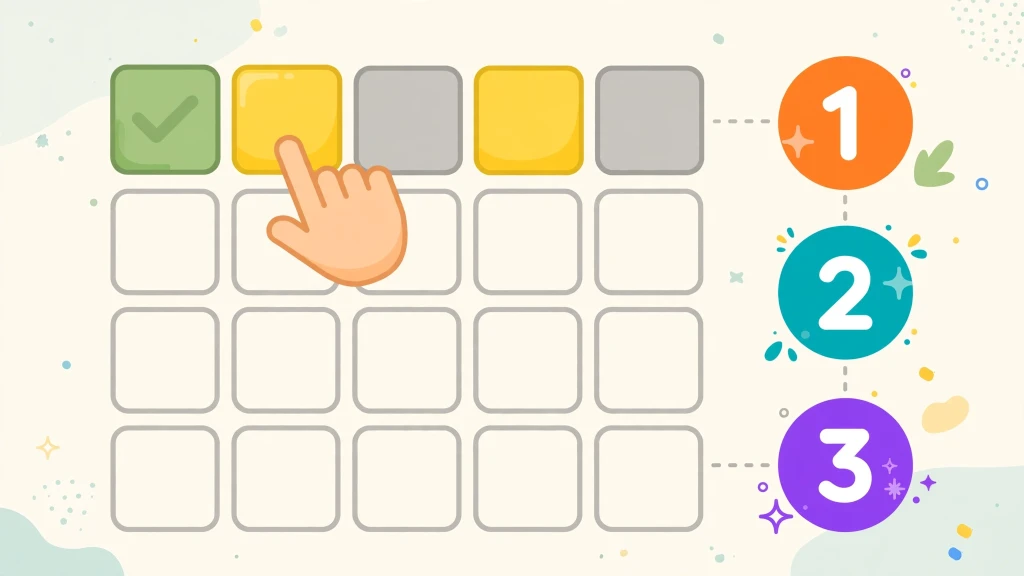 Hand tapping a Wordle tile with step 1 2 3 tutorial guide for how to play Wordle Unlimited