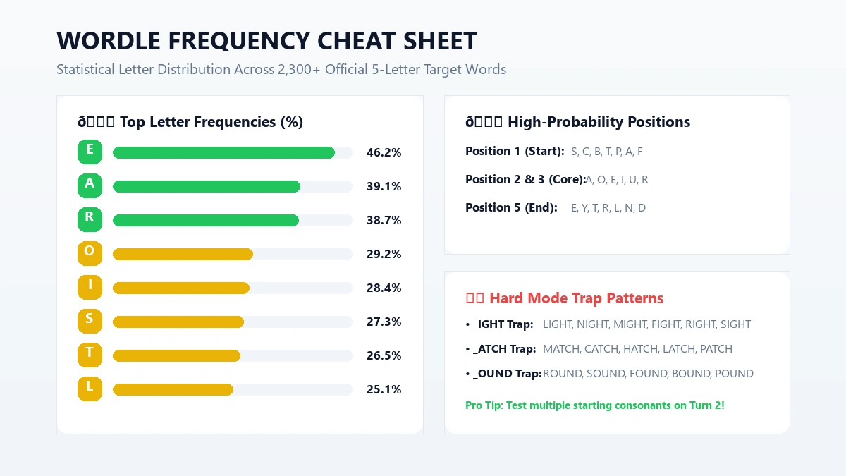 Wordle letter frequency cheat sheet cover